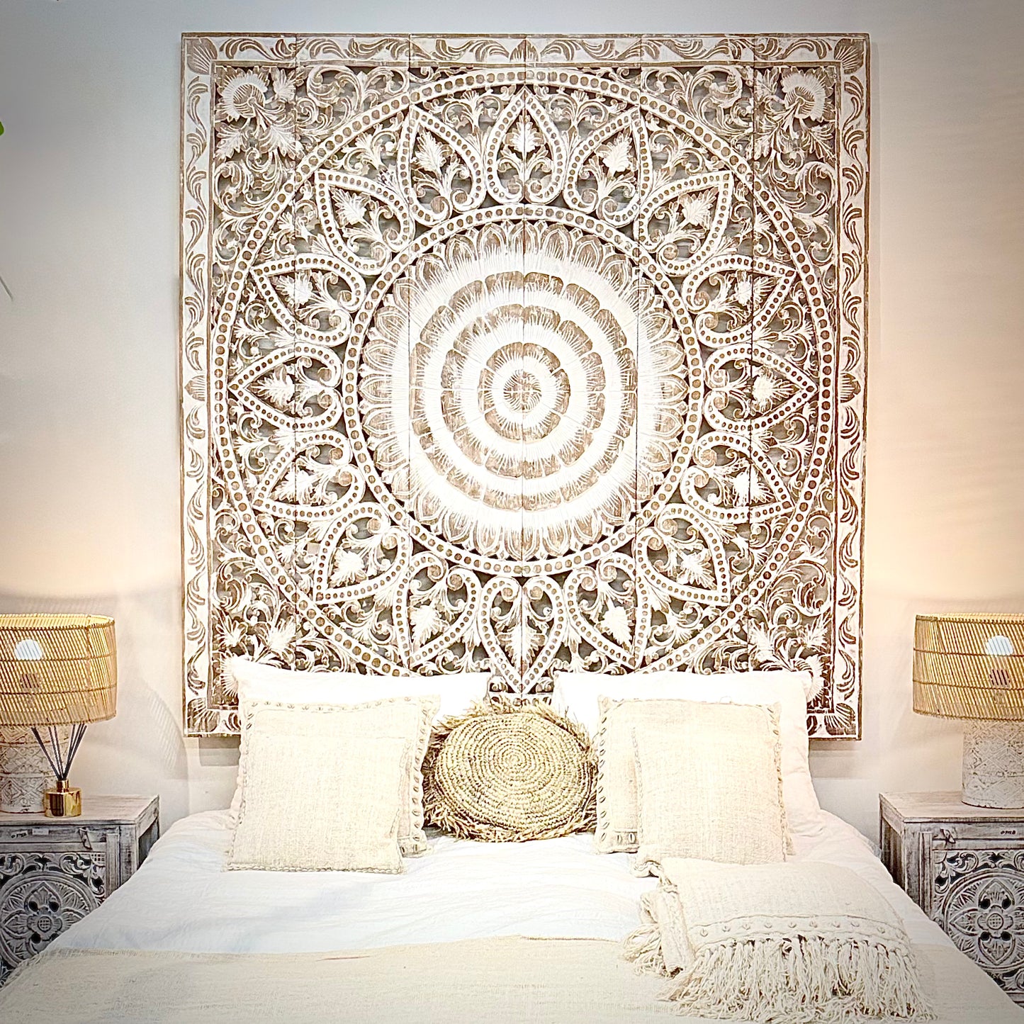 Teakhouten mandala paneel 180*180cm