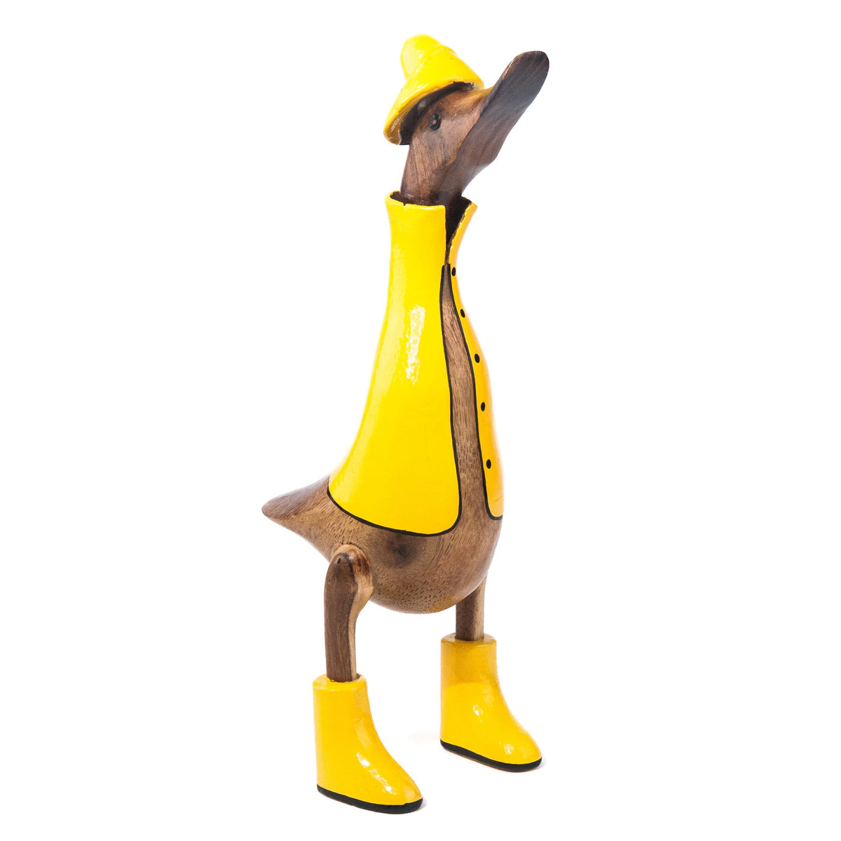 Houten eend - regenpak met kaplaarsjes