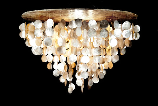 Capiz schelpen hanglamp XL 80x50cm goud