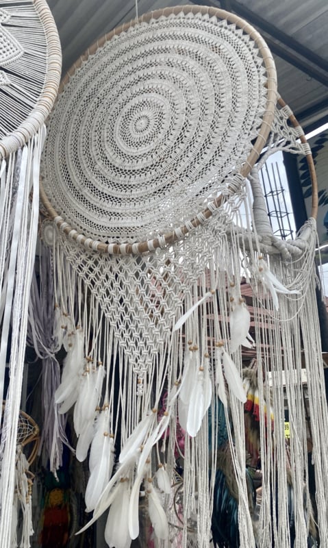 XXL dromenvanger rotan/macrame dromenvanger Ø80cm wit